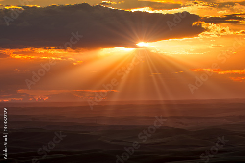 Sunset over Palouse region of Eastern Washington State., from Steptoe Butte State Park. photo