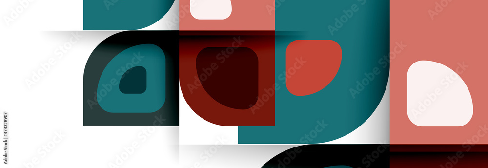 Set of vector modern geometric abstract backgrounds with repeating abstract round shapes patterns and shadow effects