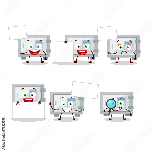Digital safe box cartoon character bring information board