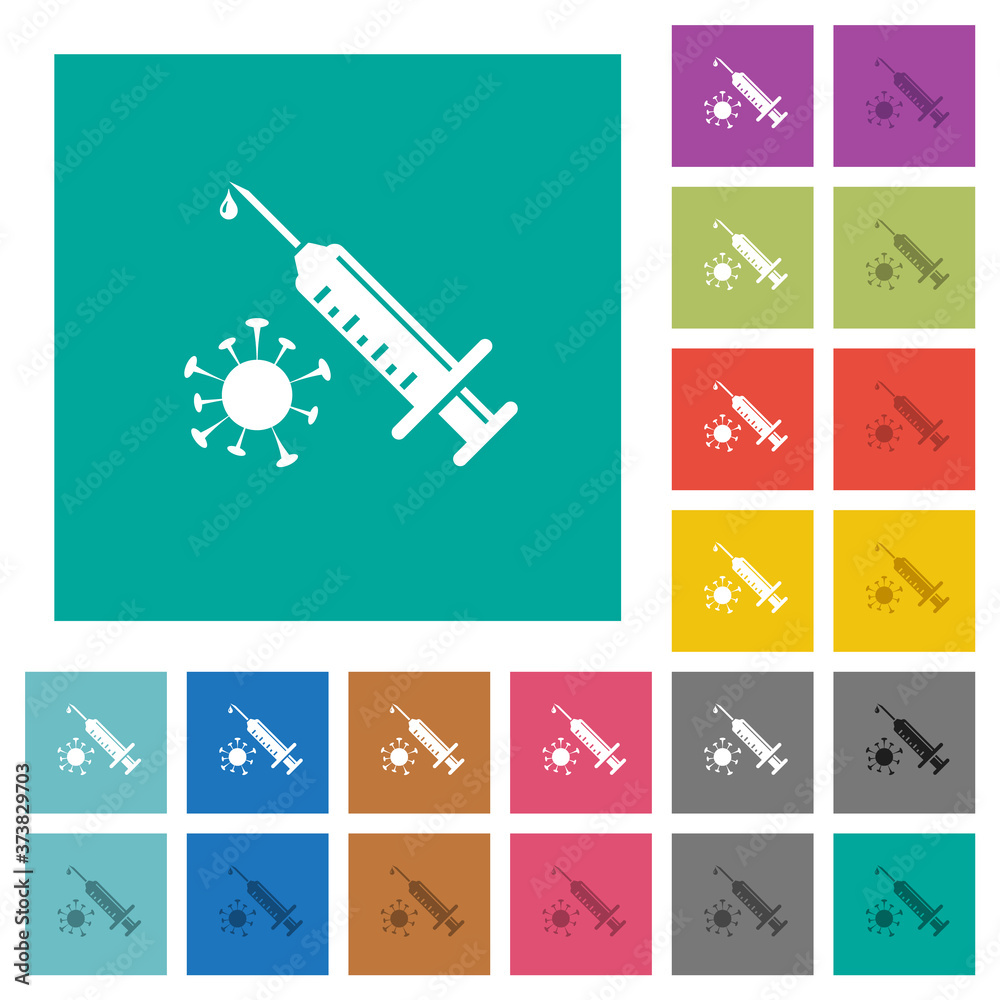 Antiviral injection square flat multi colored icons Antiviral injection square flat multi colored icons