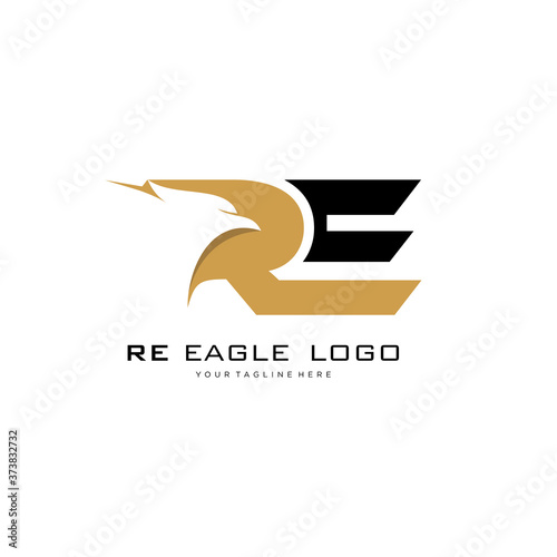 Initial RE eagle logo vector design