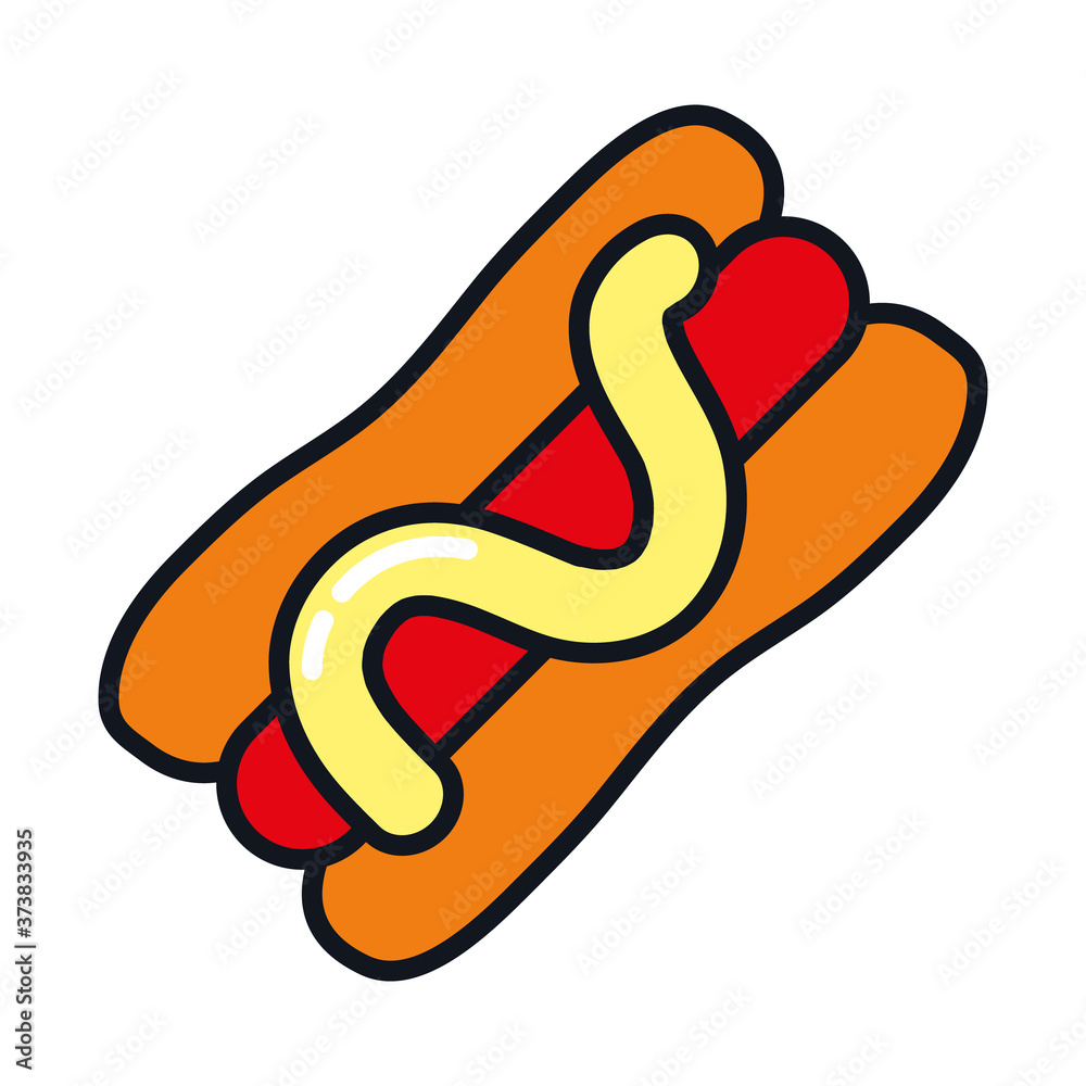 Naklejka premium hot dog icon, line and fill style
