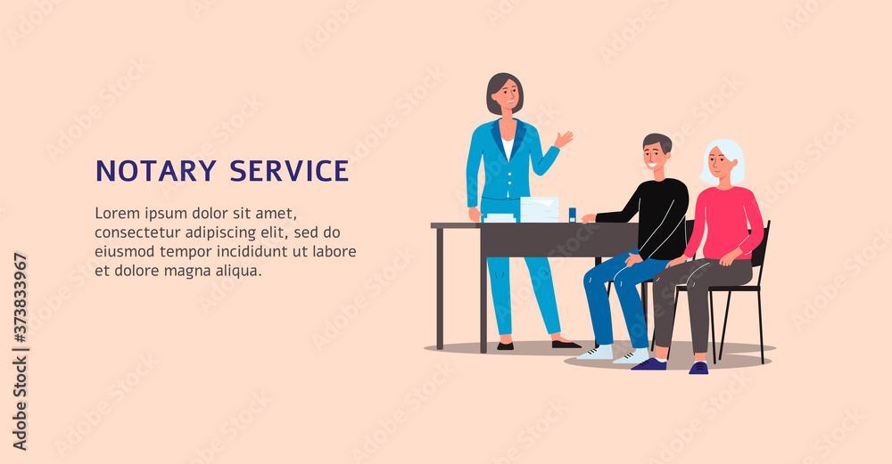 Vector illustration of a banner for a notary service or legal aid. Vector illustration of a banner for a notary service or legal aid.