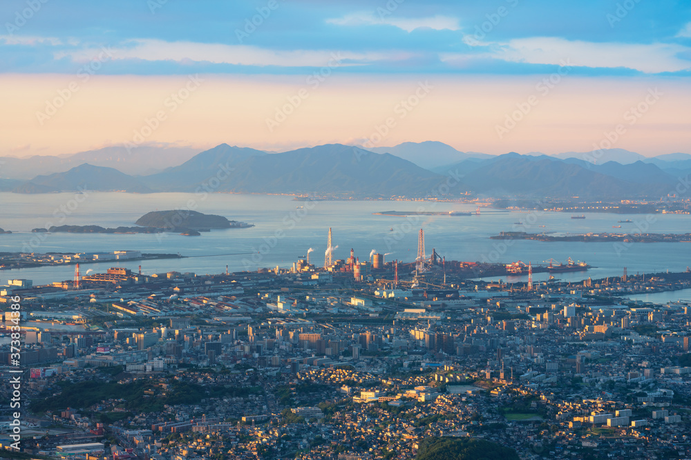 皿倉山より望む北九州方面の夕景