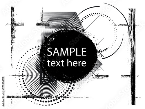 Minimalistic Creative concept . Flat style . Geometric lines and design textured elements form unusual shape . Vector abstract grunge background . Dynamic banner .