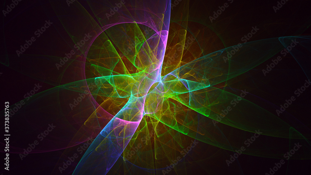 3D rendering abstract multicolor fractal light background