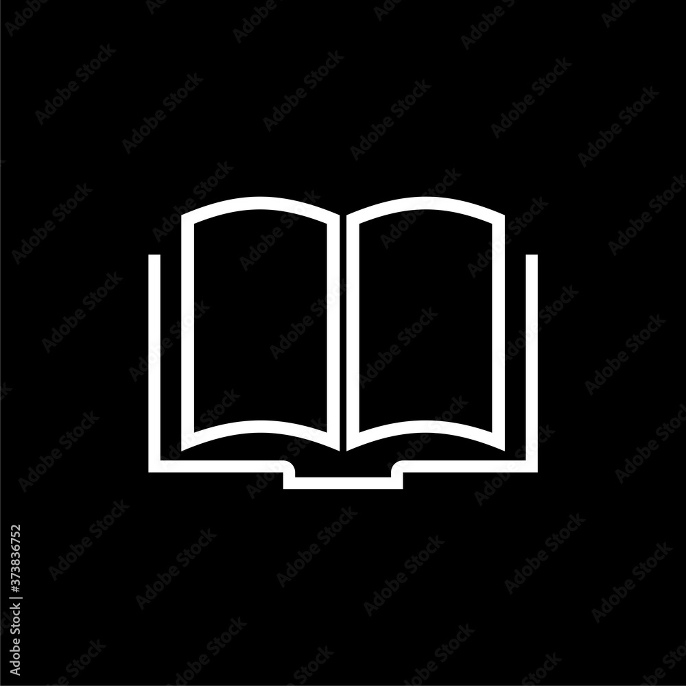 Open book symbol isolated on dark background Open book symbol isolated on dark background