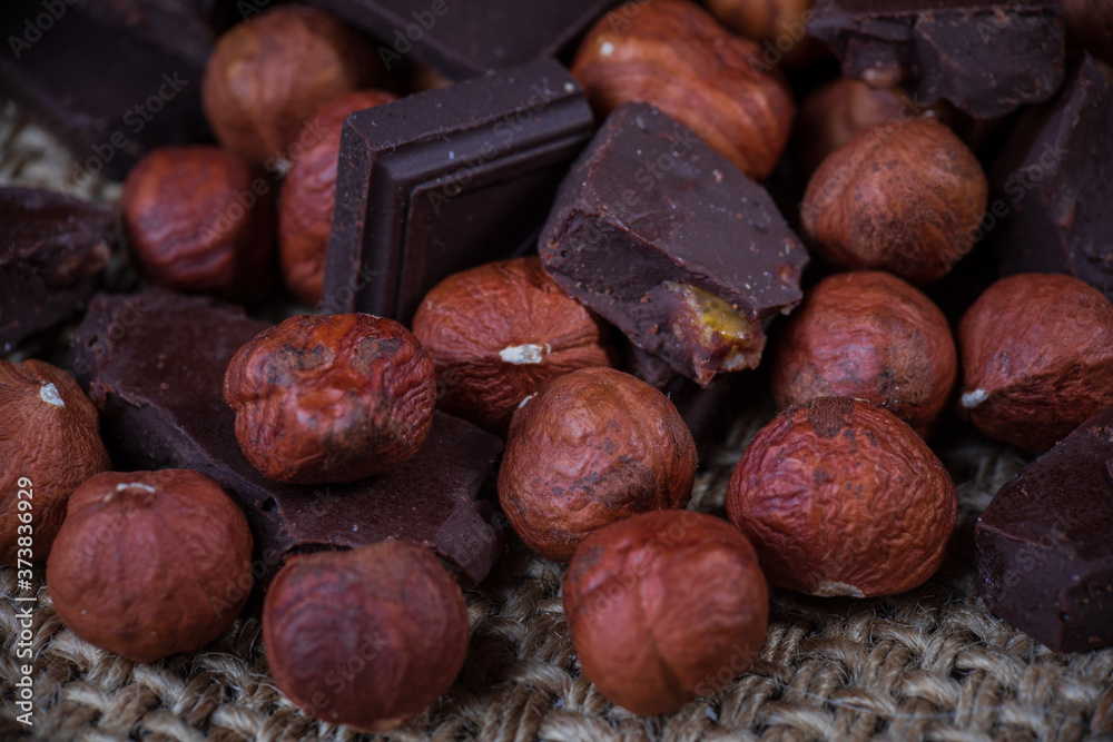 appetizing composition with nuts and chocolate appetizing composition with nuts and chocolate