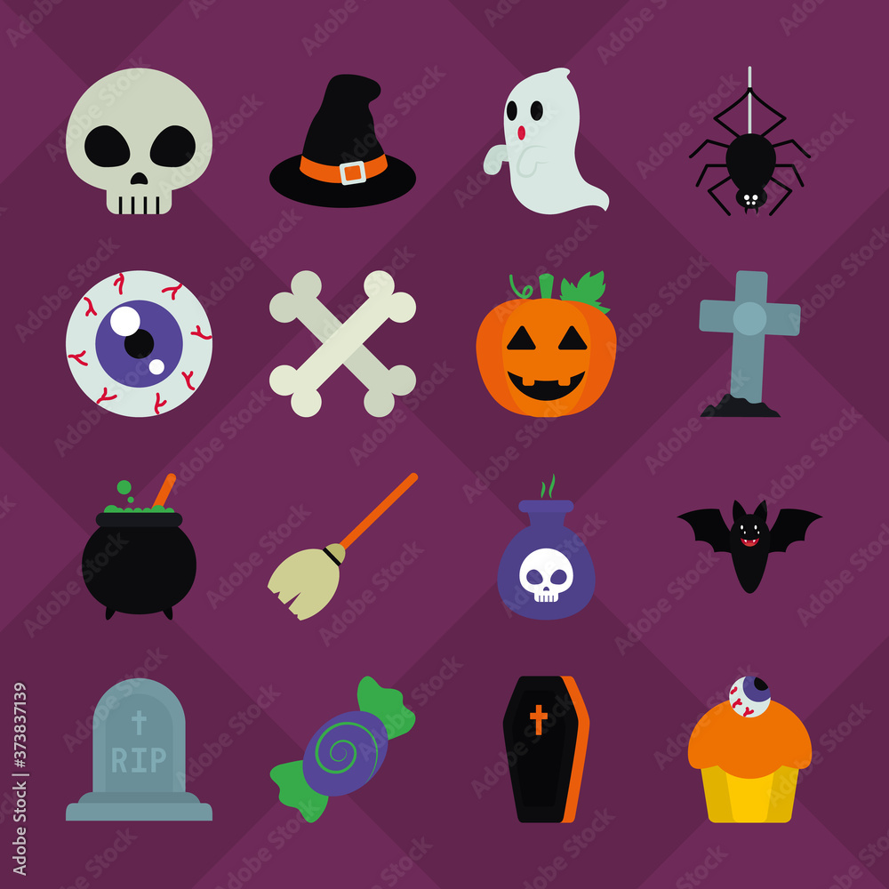 ghost and halloween icon set, flat style ghost and halloween icon set, flat style