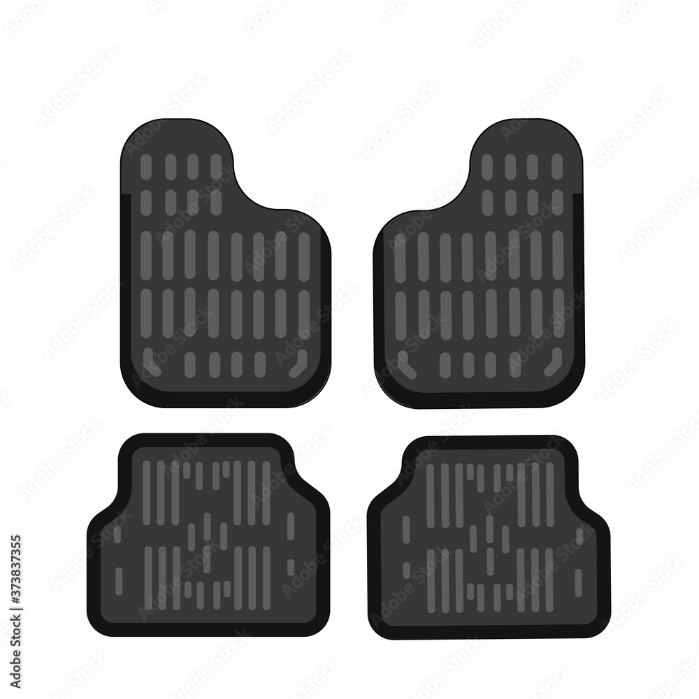 Car mats. Car floor carpet icon. Flat vector illustration. Rubber car