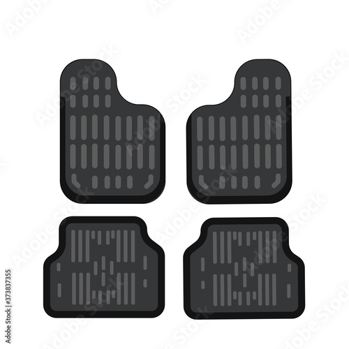 Car mats. Car floor carpet icon. Flat vector illustration. Rubber car mats under feet