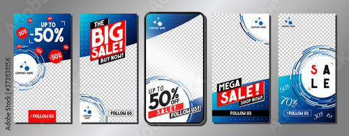Social media advertisement - sale templates - vector illustration, 16:9 proportions
