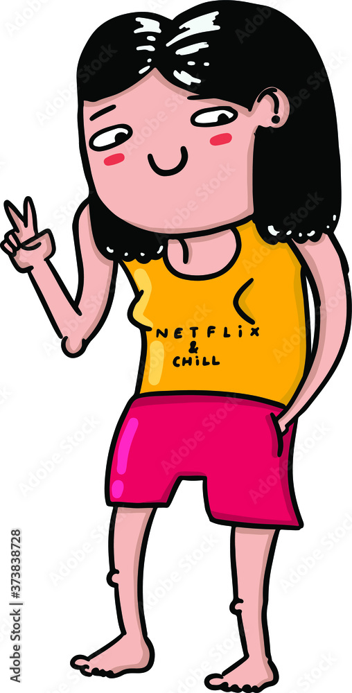 cool girl wearing yellow tshirt vector girl illustration cute girl illustration cool girl wearing yellow tshirt vector girl illustration cute girl illustration