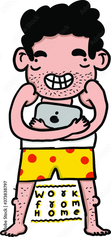 guy with his iPad work from home illustration vector isolated guy working from home guy with his iPad work from home illustration vector isolated guy working from home