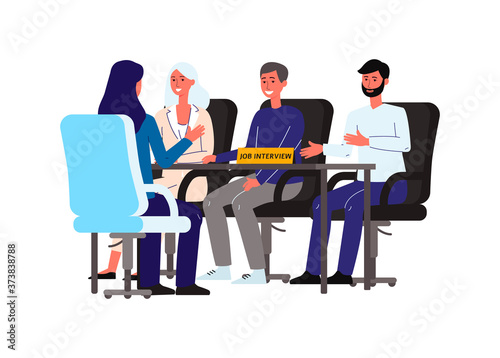 Vector isolated illustration of an HR interview of a job candidate.