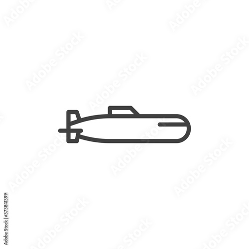 Military submarine line icon. linear style sign for mobile concept and web design. Submarine outline vector icon. Symbol, logo illustration. Vector graphics