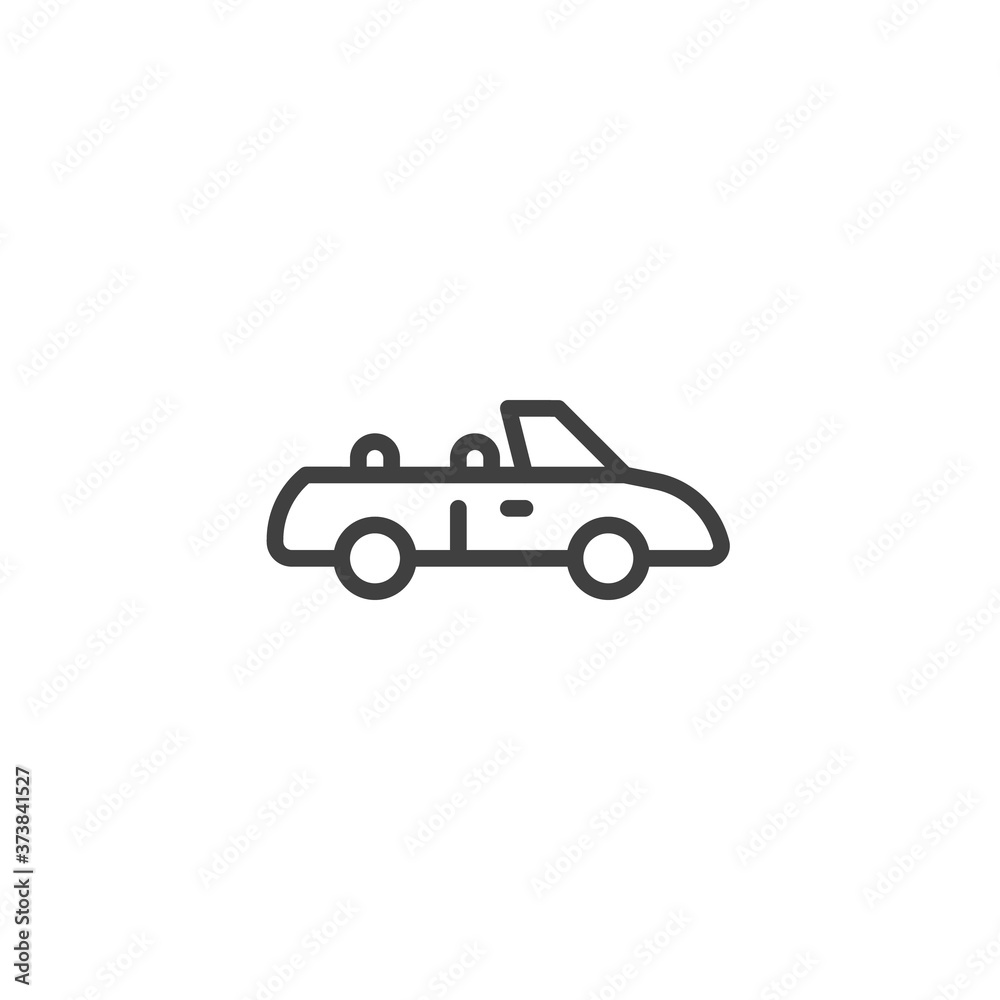 Cabriolet car line icon. linear style sign for mobile concept and web design. Supercar outline vector icon. Symbol, logo illustration. Vector graphics