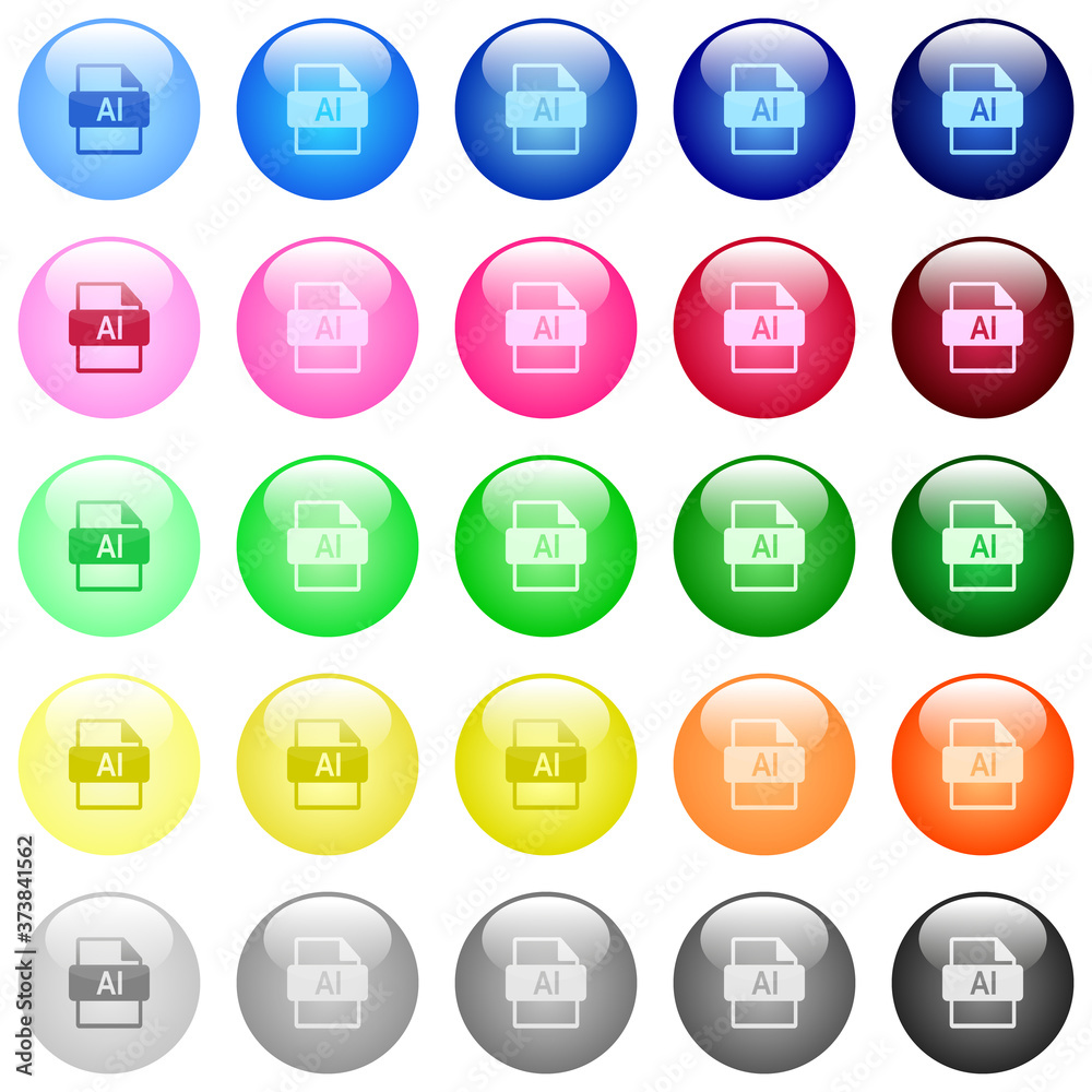 AI file format icons in color glossy buttons