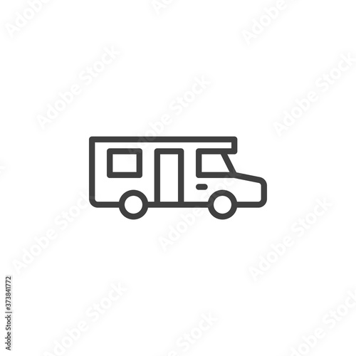 Wallpaper Mural Camper trailer line icon. linear style sign for mobile concept and web design. Caravan car, trailer outline vector icon. Symbol, logo illustration. Vector graphics Torontodigital.ca