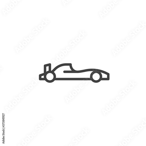 Racing Car line icon. linear style sign for mobile concept and web design. Sport car outline vector icon. Symbol, logo illustration. Vector graphics