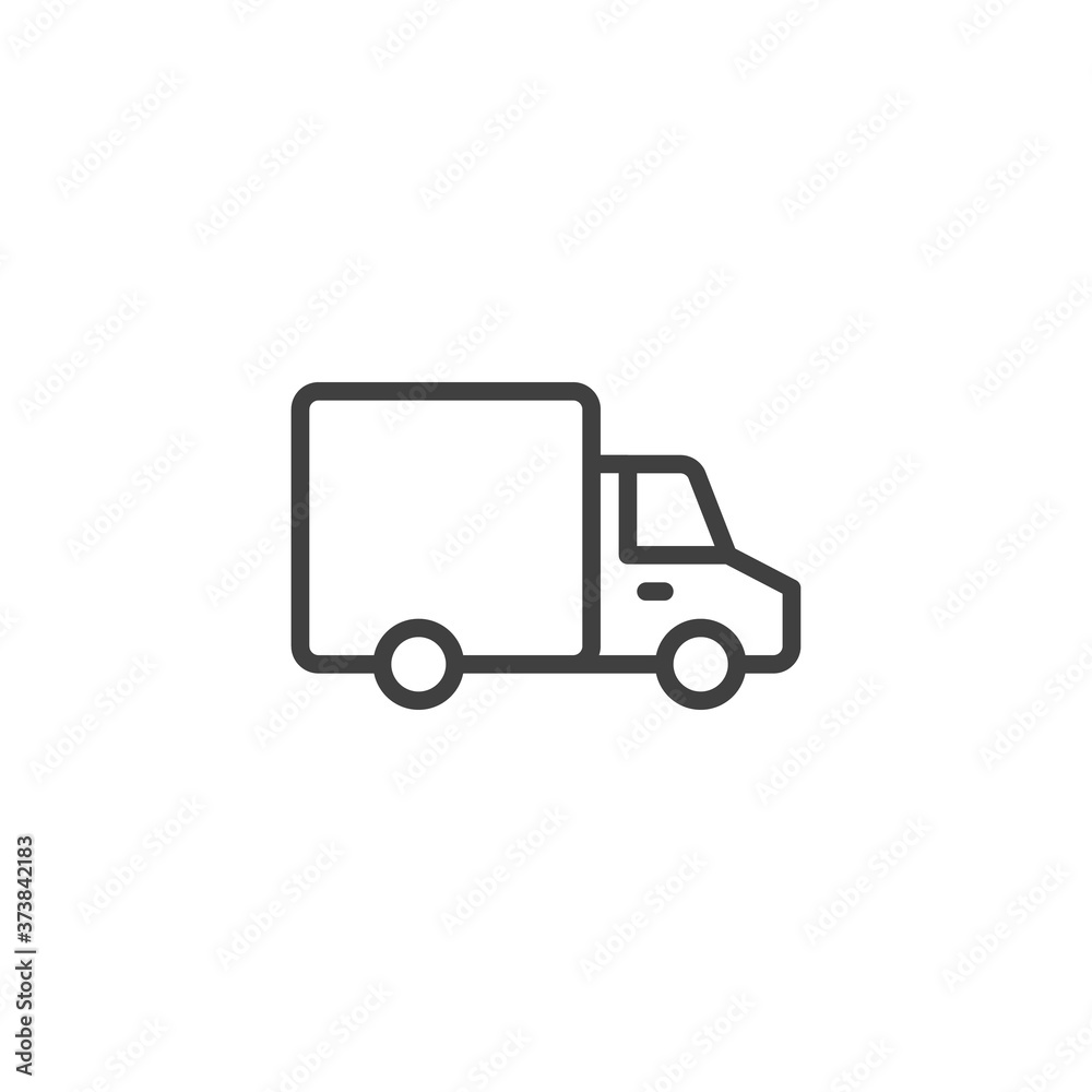 Delivery truck line icon. linear style sign for mobile concept and web design. van truck outline vector icon. Shipping symbol, logo illustration. Vector graphics Delivery truck line icon. linear style sign for mobile concept and web design. van truck outline vector icon. Shipping symbol, logo illustration. Vector graphics