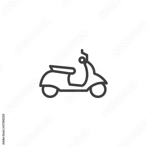 Moped  scooter line icon. linear style sign for mobile concept and web design. Scooter motorcycle outline vector icon. Symbol  logo illustration. Vector graphics