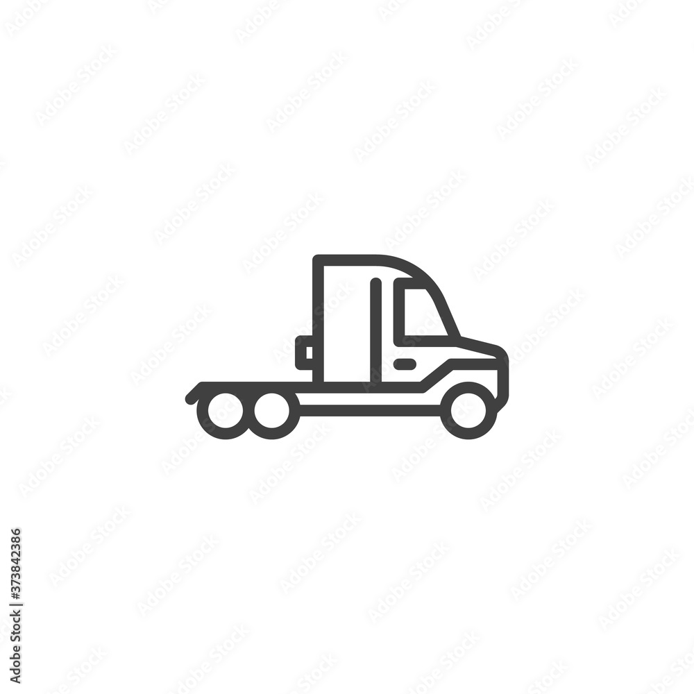 Truck cabin line icon. linear style sign for mobile concept and web design. Truck without trailer outline vector icon. Symbol, logo illustration. Vector graphics