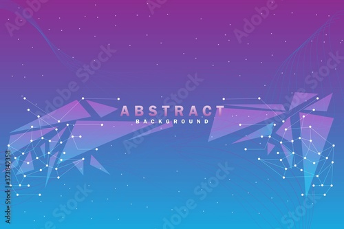 Abstract futuristic - Molecules technology with polygonal shapes on violet and blue background. Illustration Vector design abstract digital