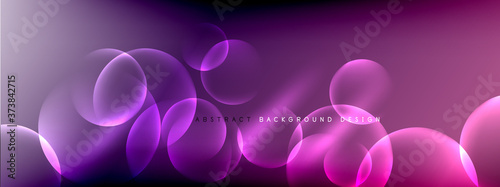 Vector abstract background liquid bubble circles on fluid gradient with shadows and light effects. Shiny design templates for text