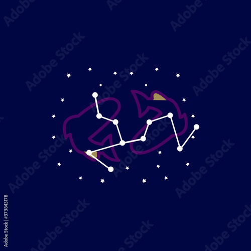 Pisces zodiac sign logo. vector illustration. 