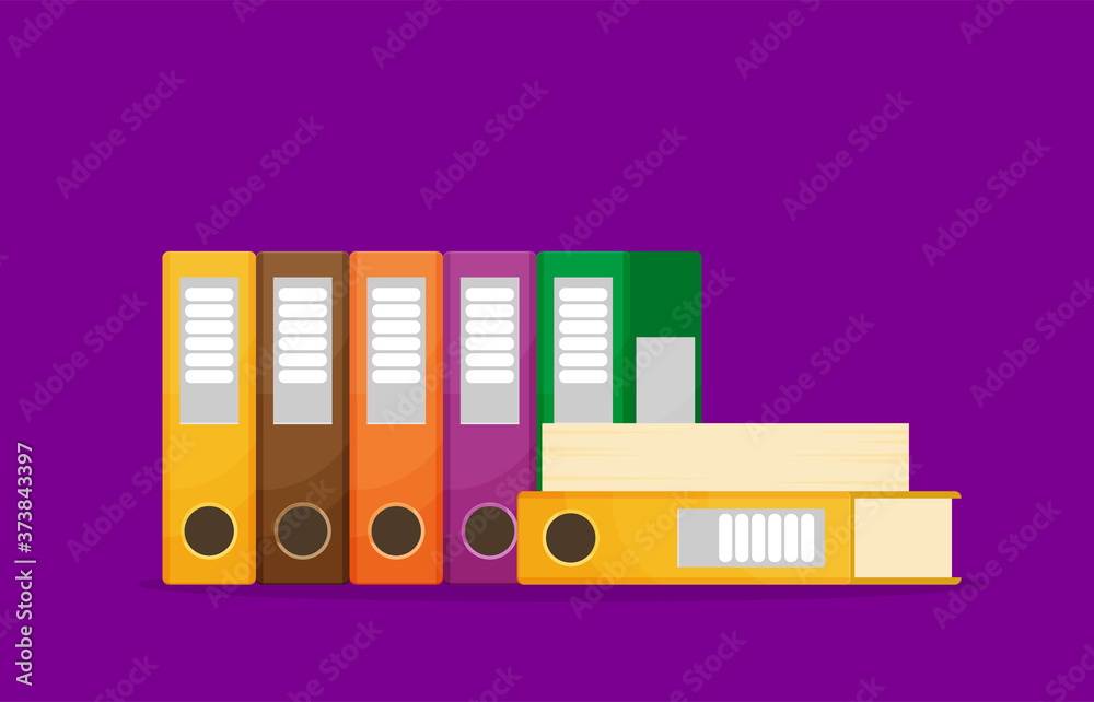 Set of colored ring binders isolated. Vector illustration in flat style
