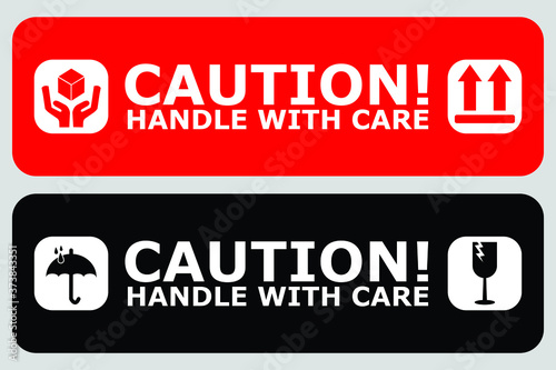 Fragile, Handle with Care or Package Label stickers set. Banner format. EPS 10 vectors.
