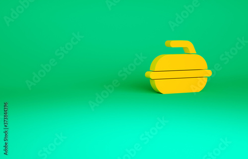 Orange Stone for curling sport game icon isolated on green background. Sport equipment. Minimalism concept. 3d illustration 3D render.