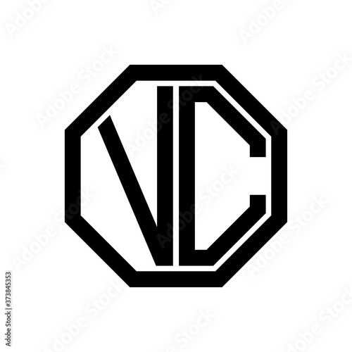 VC initial monogram logo, octagon shape, black color