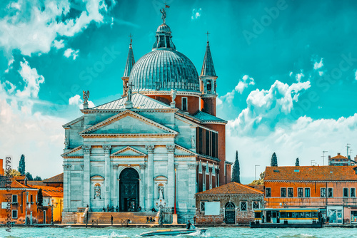 A view of the island of Giudecca, located opposite mail island Venice. San Giorgio Maggiore (Chiesa di San Giorgio Maggiore).Italy.
