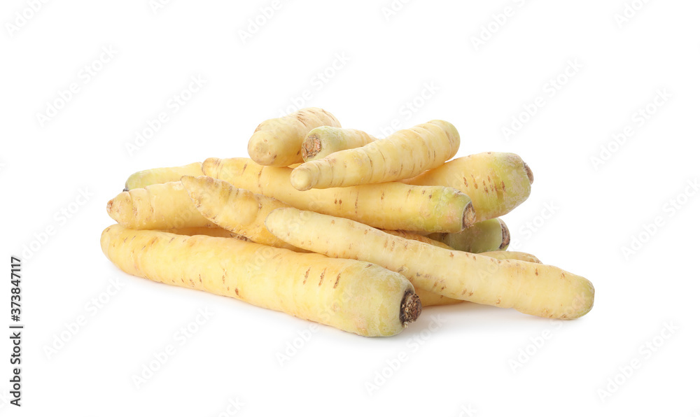 Whole fresh raw carrots isolated on white