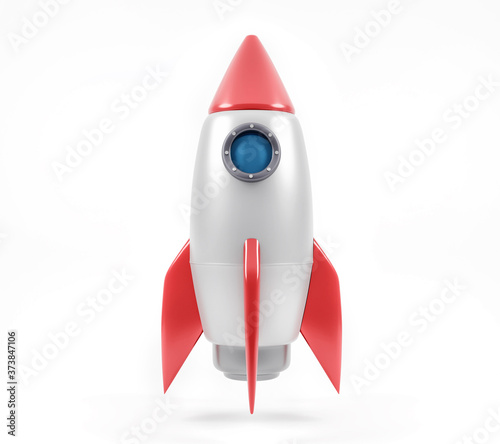 Fototapeta Naklejka Na Ścianę i Meble -  Rocket isolated on white background simple retro spaceship icon