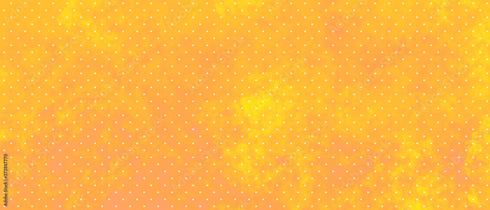 bright sunny orange yellow watercolor background with white polka dots. Cute rich simple background for decor