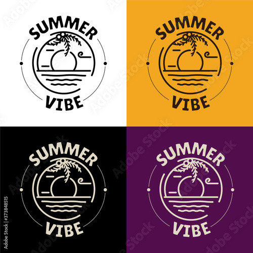 Summer Vibe Icon/Label/Badge of beach in summer (Suited for your summer theme project or badge  on T-Shirt)