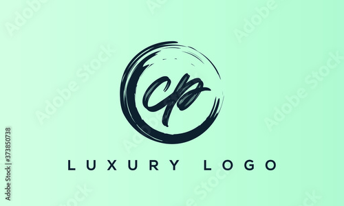 Quadro su tela CP or PC Letter Initial Logo Design, Vector Template
