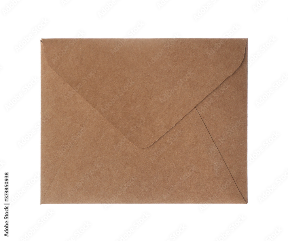 Brown paper envelope isolated on white. Mail service