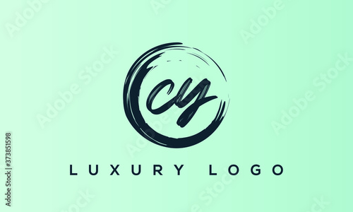 CY initials signature logo. Handwriting logo vector templates. Hand drawn Calligraphy lettering Vector illustration. photo