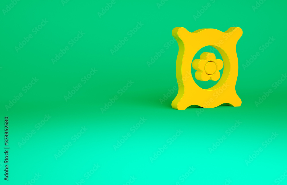 Fototapeta premium Orange Pack full of seeds of a specific plant icon isolated on green background. Minimalism concept. 3d illustration 3D render.