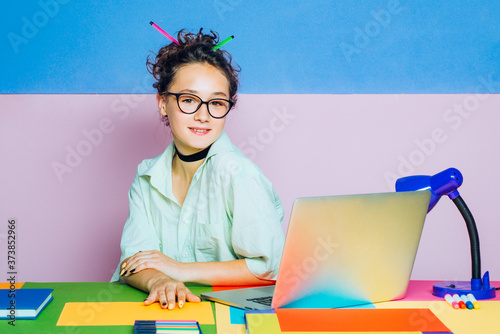 Student in college. Smart female college student studying in campus.