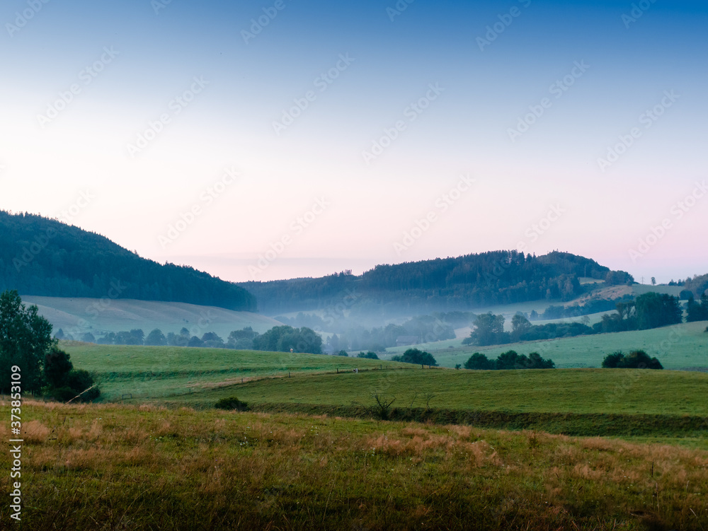 mountain landscape in the morning Czech republic