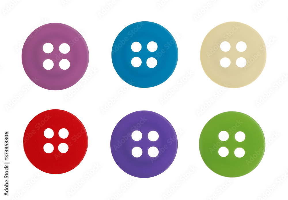 Set of sewing buttons on white background Set of sewing buttons on white background