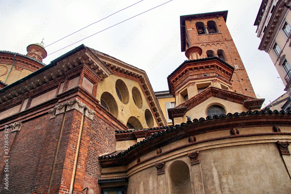 Church of Santa Maria Presso San Satiro. Milan. Italy. Architectural fragment. Architects Donato Bramante and Giovanni Antonio Amadeo. 
