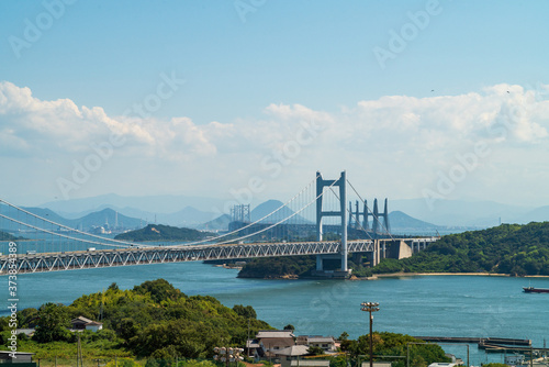 瀬戸大橋。瀬戸内海の風景