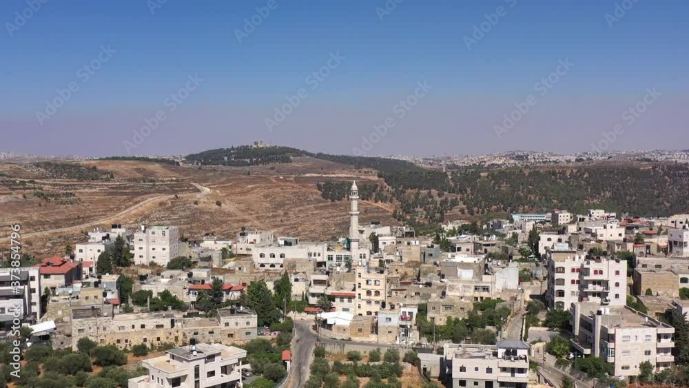 Palestinian Village Beit Surik with Nebi Samuel Mountain, Aerial
drone view, Mosque, Jerusalem,August,2020,Israel
Palestinian Village Beit Surik with Nebi Samuel Mountain, Aerial
drone view, Mosque, Jerusalem,August,2020,Israel