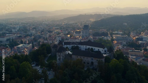Wallpaper Mural Panoramic drone view of castle on the hill in Ljubljana Torontodigital.ca